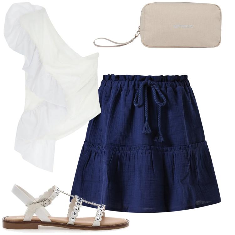 Outfit donna - Total look #2223924. Stile Casual chic per Tutti i giorni. Abbinamento con gonne, top, valigie, sandali.