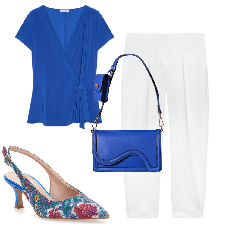 Outfit donna - City. Stile Urban per Tutti i giorni. Abbinamento con pochette, bluse, décolleté, pantaloni.