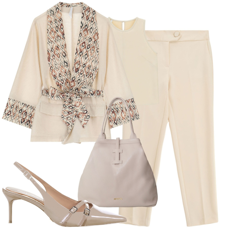 Outfit donna - Total look #2224053. Stile Urban per Tutti i giorni. Abbinamento con décolleté, blazer, pantaloni, top, borse tote.