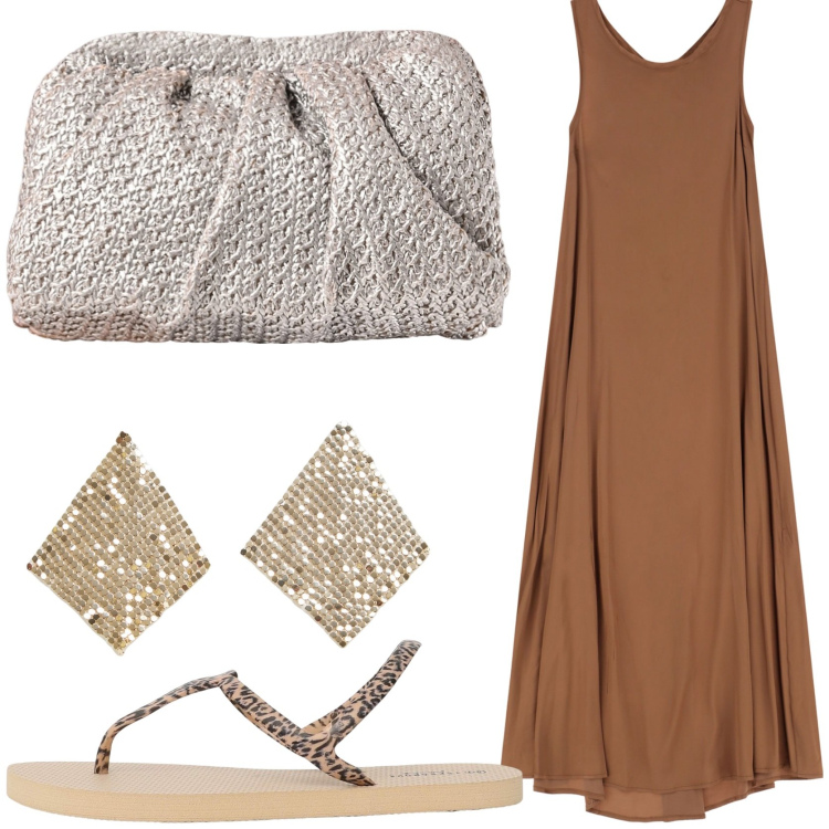 Outfit donna - L\' abito lingerie. Stile Glamour per Serata fuori. Abbinamento con orecchini, ciabatte, clutch, vestiti lunghi.
