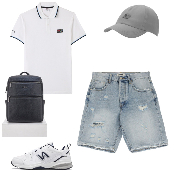 Outfit uomo - Total look #2224177. Abbinamento con sneakers, cappelli con visiera, bermuda, polo, borse sportive.