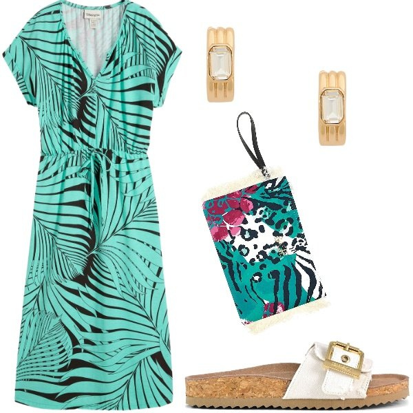 Outfit donna - E siamo in Agosto....... Stile Casual per Tutti i giorni. Abbinamento con vestiti, orecchini, sandali, pochette.