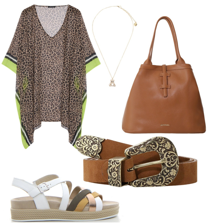 Outfit donna - Ruggisco. per Serata fuori. Abbinamento con borse tote, cinture, ciondoli, caftani, sandali.