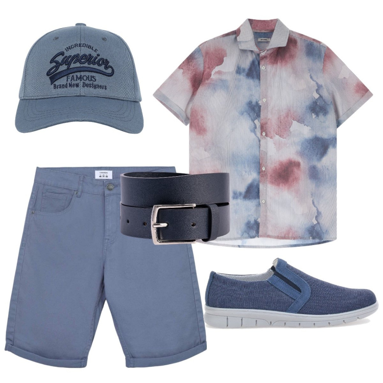 Outfit uomo - Il camiciotto IMPERIAL. Stile Casual per Tutti i giorni. Abbinamento con cappelli con visiera, bermuda, camicie a manica corta, sneakers, cinture.