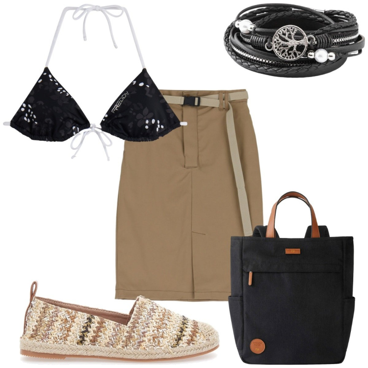 Outfit donna - Total look #2224326. Stile Trendy per Mare. Abbinamento con braccialetti, zaini, gonne, bikini, espadrillas.