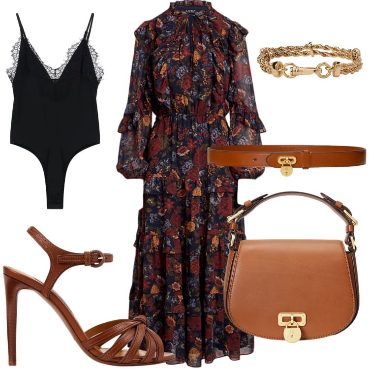 Outfit donna - Total look #2224337. Stile Urban Abbinamento con body, vestiti, cinture, sandali col tacco, borse a tracolla, braccialetti.