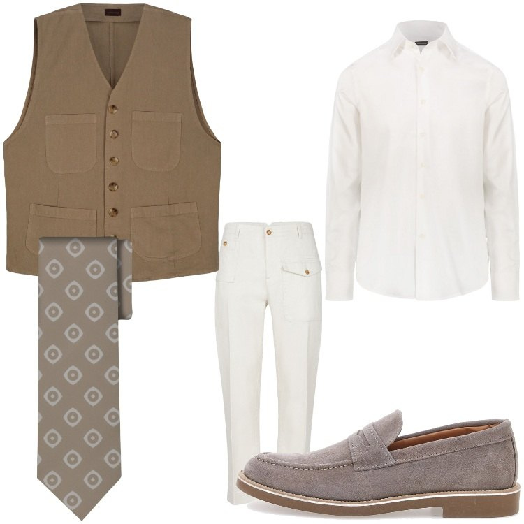 Outfit uomo - In ufficio con stile. Stile Business/Elegante per Ufficio. Abbinamento con scarpe stringate, gilet, pantaloni, cravatte, camicie.