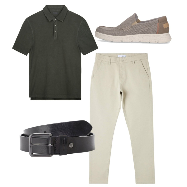 Outfit uomo - City. Stile Casual per Tutti i giorni. Abbinamento con pantaloni skinny, cinture, sneakers, polo.