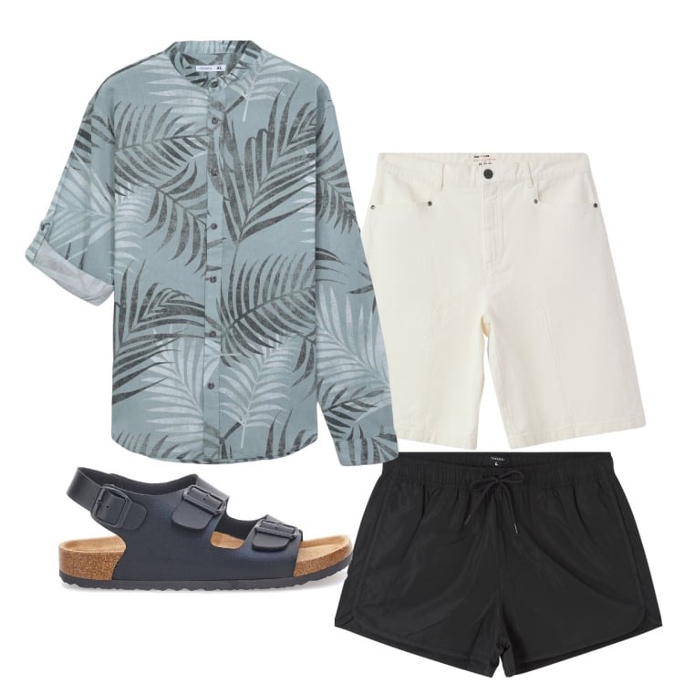Outfit uomo - Minimal chic con Terranova. Stile Casual per Mare. Abbinamento con costumi, bermuda, camicie, sandali.