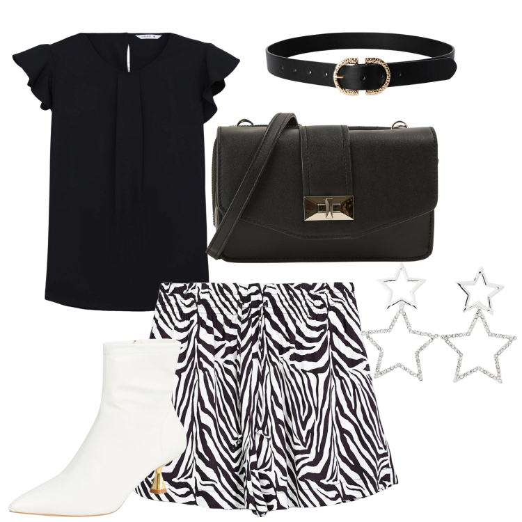 Outfit donna - Terranova outfit. Stile Glamour per Tutti i giorni. Abbinamento con shorts, bluse, stivaletti, orecchini, borse a tracolla, cinture.