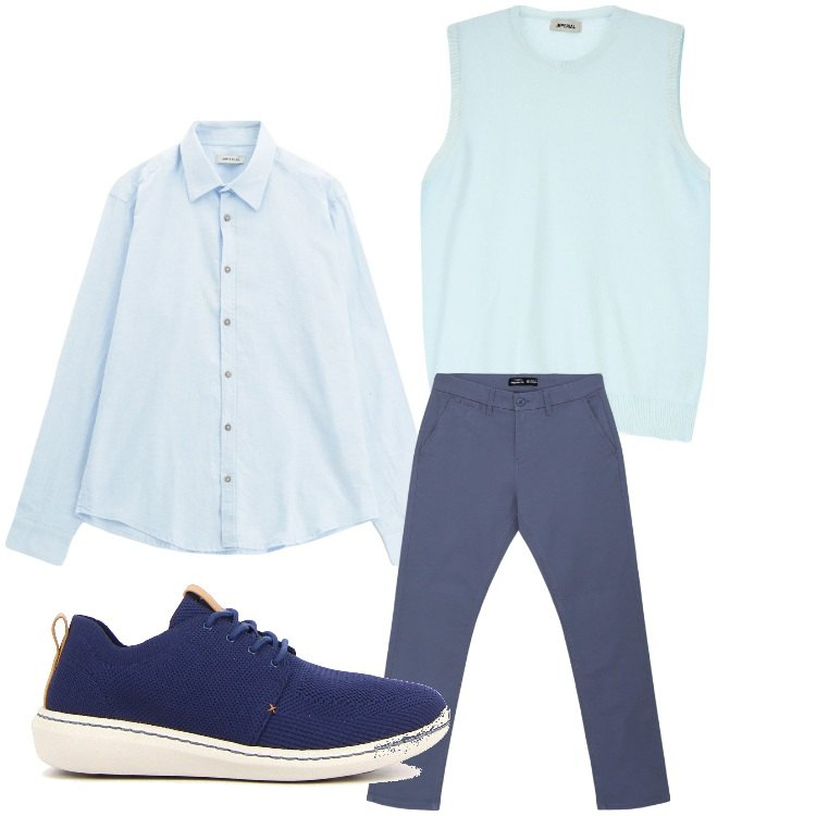Outfit uomo - Sfumature. Stile Business/Elegante per Serata speciale. Abbinamento con pantaloni chino, maglieria, camicie, sneakers.
