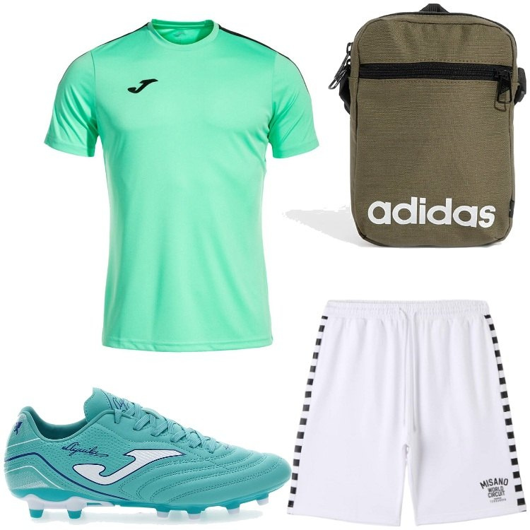 Outfit uomo - Centravanti. Stile Casual per Sport. Abbinamento con bermuda, borse sportive, t-shirt sportive, scarpe sportive.