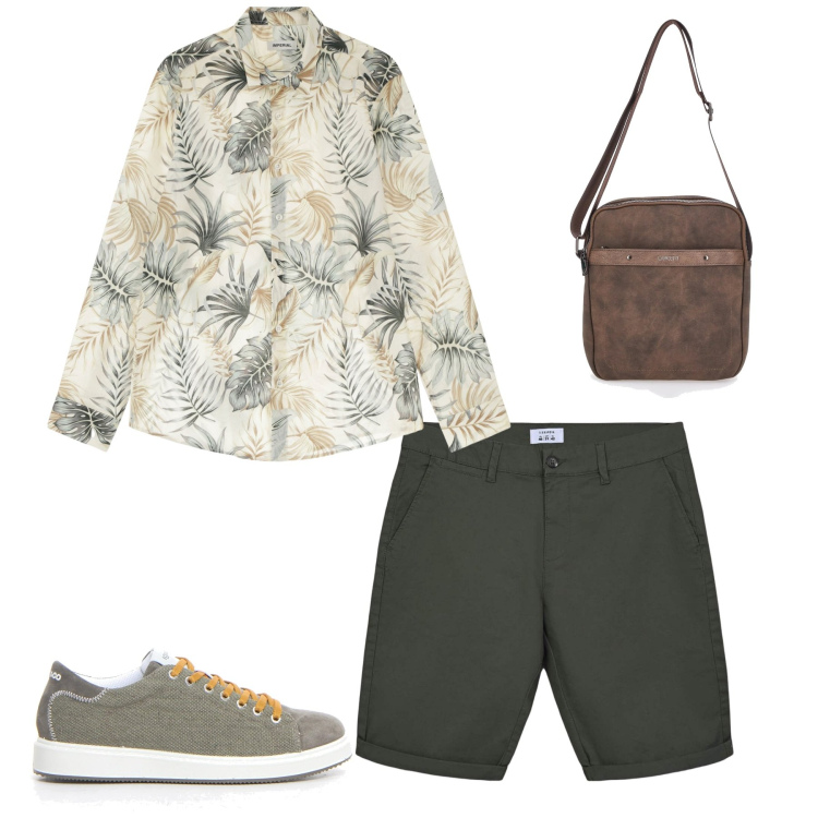 Outfit uomo - Camicie hawaiane rivisitate. Stile Trendy per Mare. Abbinamento con bermuda, camicie, portafogli, sneakers.