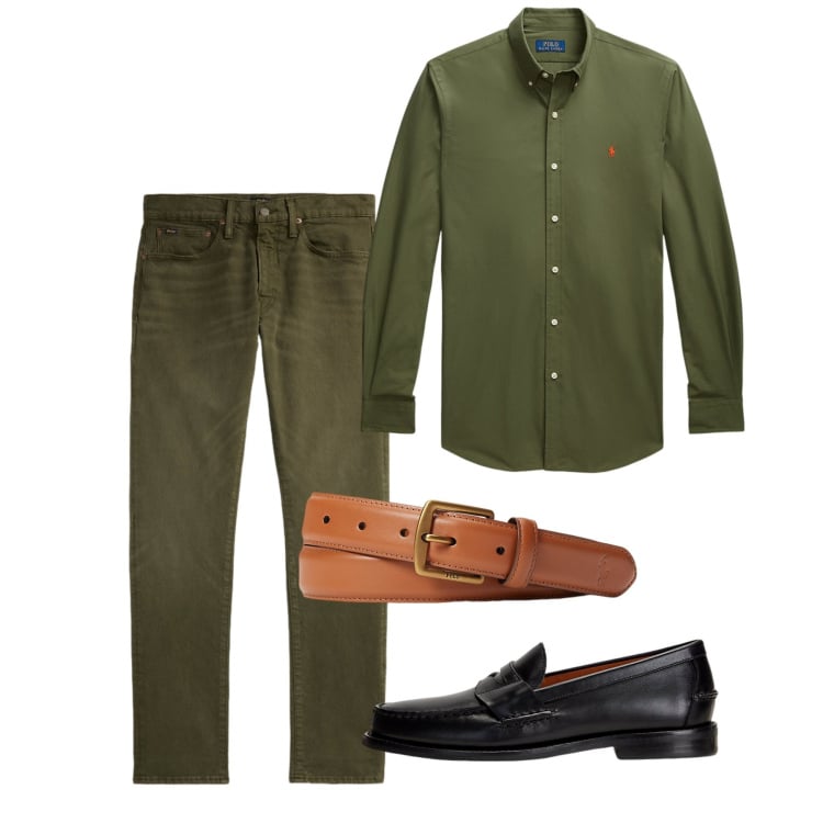 Outfit uomo - Agosto. Stile Casual per Serata speciale. Abbinamento con cinture, scarpe stringate, camicie, jeans.