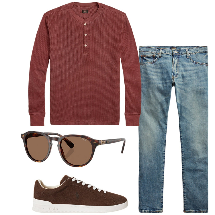 Outfit uomo - Total look #2225447. Stile Casual per Tutti i giorni. Abbinamento con jeans, occhiali da sole, t-shirt, sneakers.