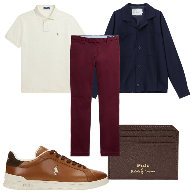 Outfit uomo - Total look #2225535. Stile Casual per Ufficio. Abbinamento con cappotti, sneakers, polo, portafogli, pantaloni chino.