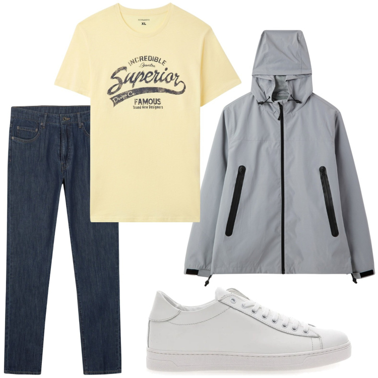 Outfit uomo - Jeans casual. Stile Casual per Tutti i giorni. Abbinamento con t-shirt, giacche, sneakers, jeans.