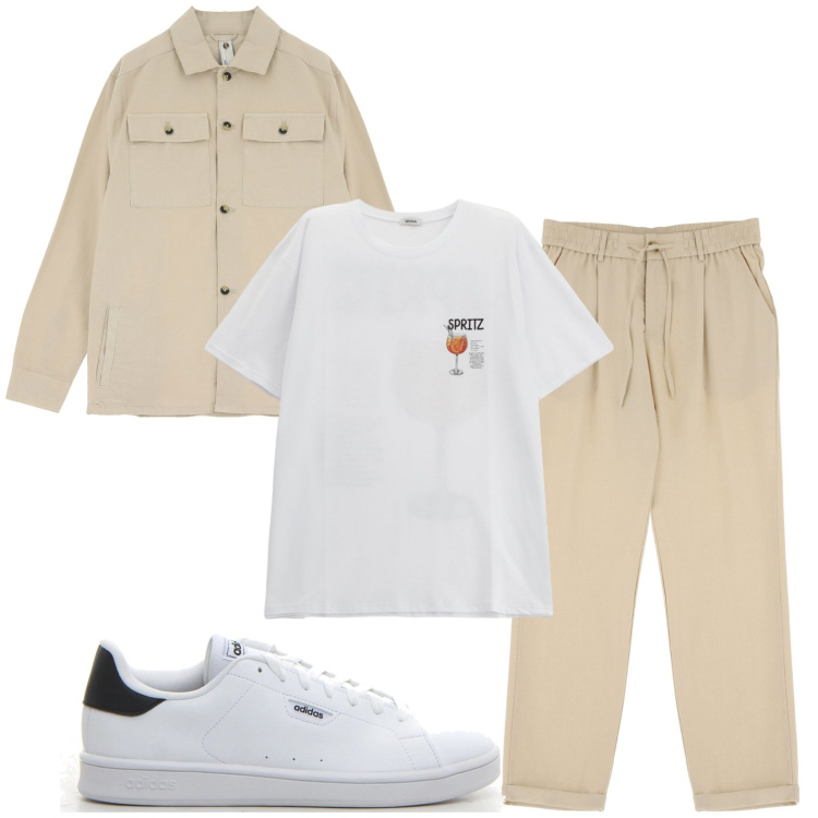 Outfit uomo - Colori soft. Stile Casual per Ufficio. Abbinamento con camicie, t-shirt, pantaloni, sneakers.