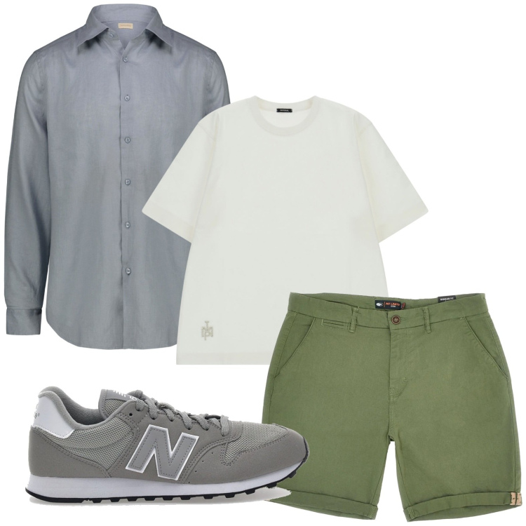 Outfit uomo - Sport casual. Stile Casual per Tutti i giorni. Abbinamento con t-shirt, sneakers, camicie, pantaloni cargo.