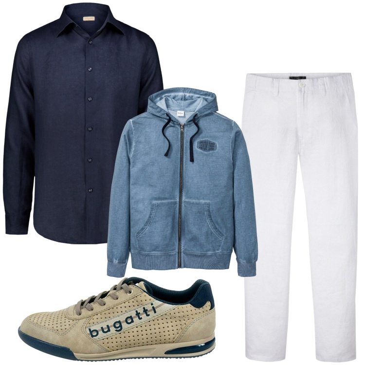 Outfit uomo - Sport casual. Stile Casual per Tutti i giorni. Abbinamento con pantaloni, felpe con cappuccio, scarpe stringate, camicie.