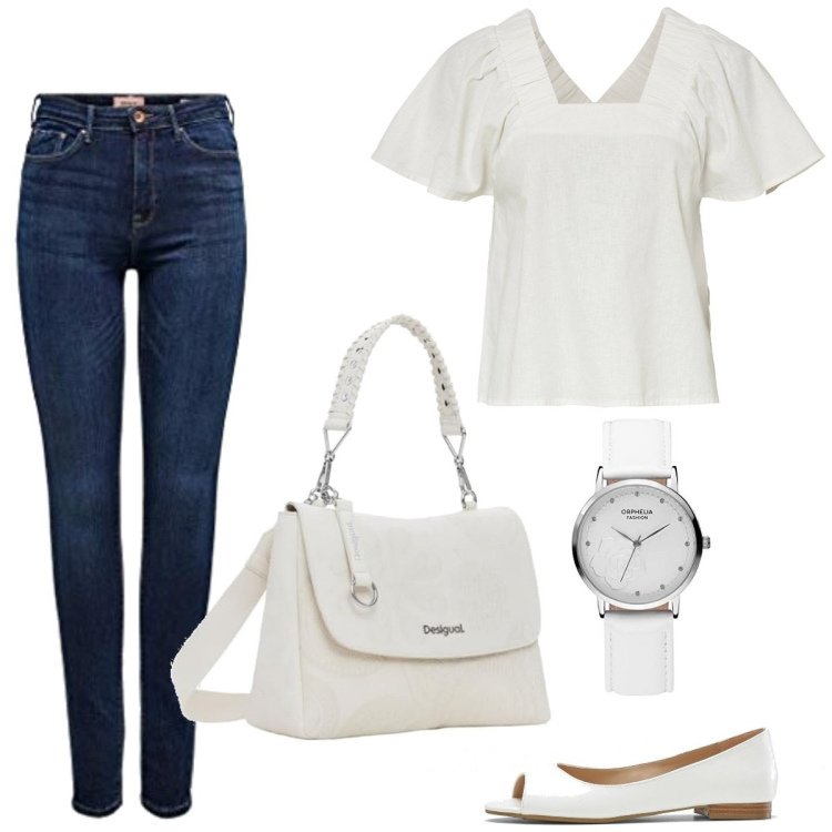 Outfit femme - Basique #4298. Style Basique pour Tous les jours. Assortir avec tuniques, ballerines, jean skinny, montres analogiques, sacs à dos.
