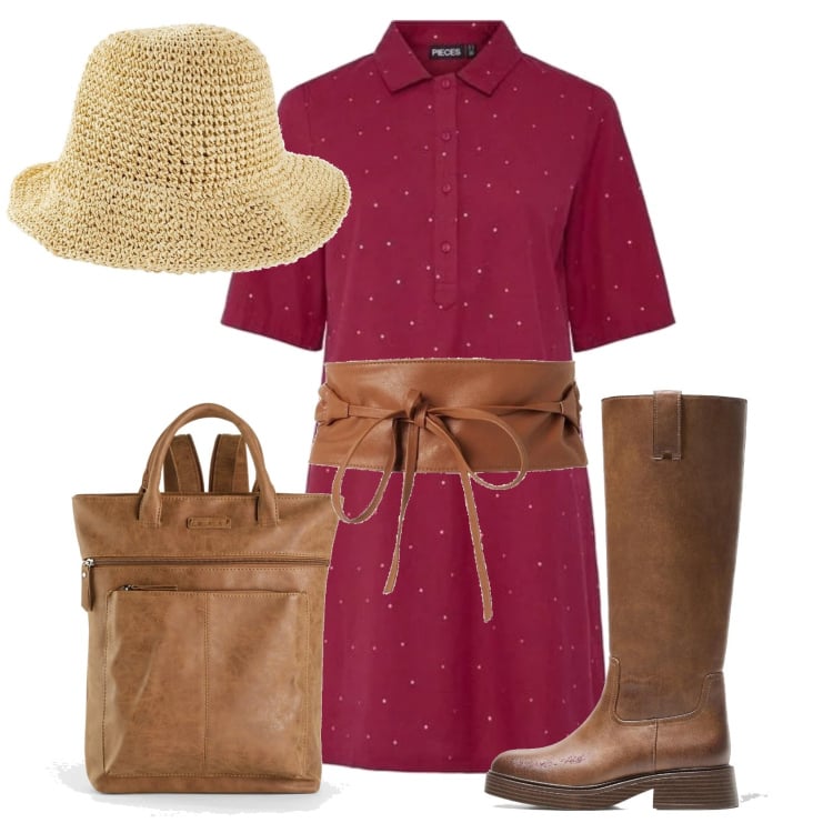 Outfit mujer - Vintage retrò #807. Estilo Vintage retrò para Oficina. Combinación con mochilas, sombreros, vestidos camiseros, botas, cinturones.