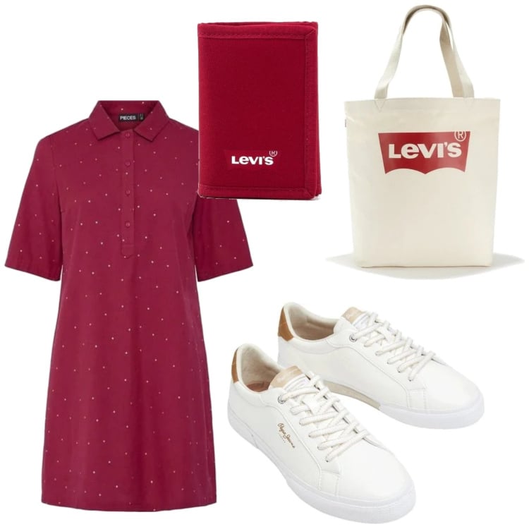 Outfit mujer - Casual look. Estilo Casual para Todos los días. Combinación con vestidos camiseros, carteras, bolso tote, sneakers.