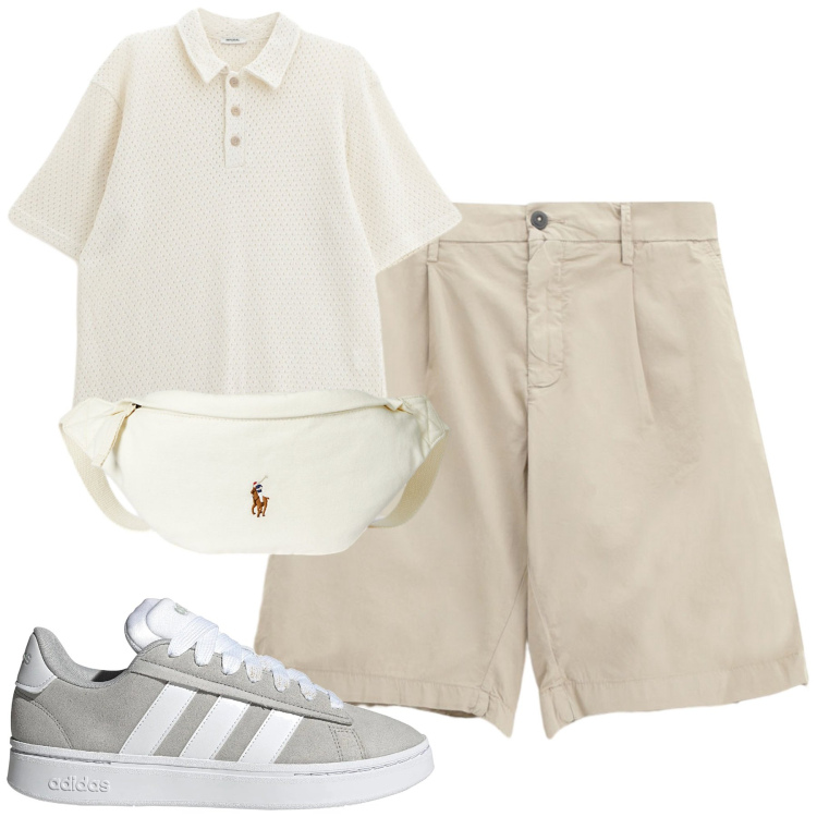 Outfit uomo - Total look #2226088. Stile Urban per Tutti i giorni. Abbinamento con bermuda, polo, borse sportive, sneakers.