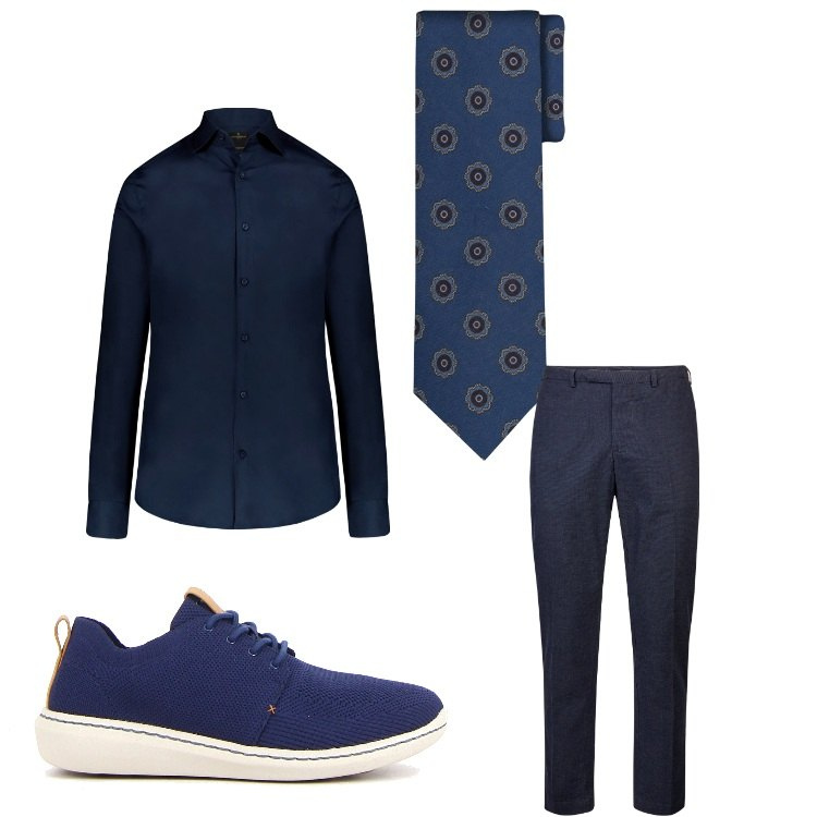 Outfit uomo - Serata insieme. Stile Business/Elegante per Serata speciale. Abbinamento con camicie, pantaloni, cravatte, sneakers.