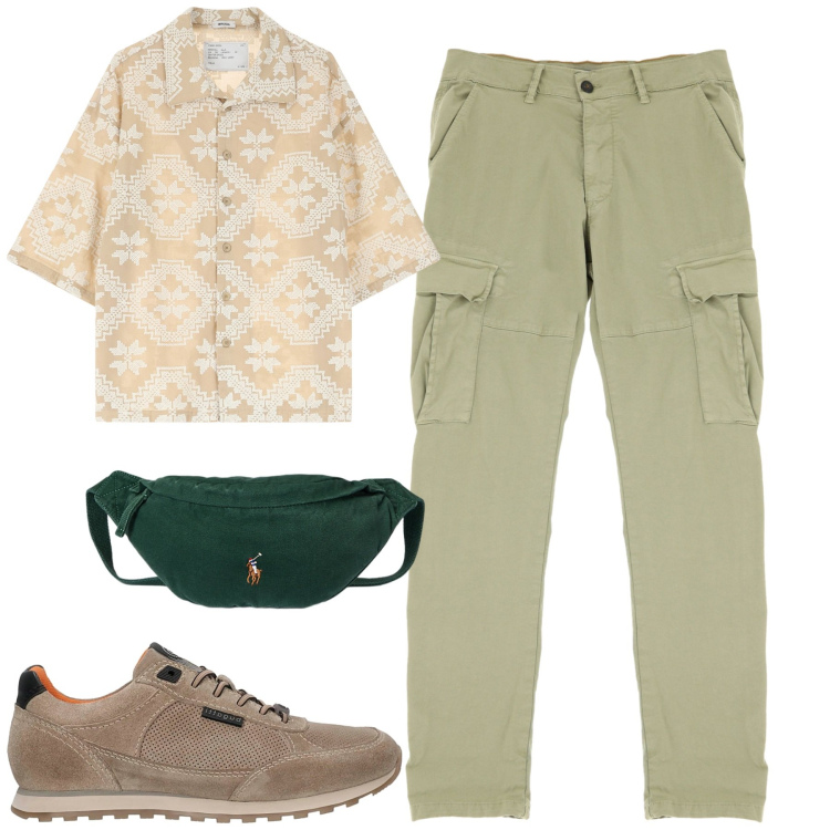 Outfit uomo - Total look #2226094. Stile Casual per Tutti i giorni. Abbinamento con camicie a manica corta, pantaloni cargo, borse sportive, sneakers.