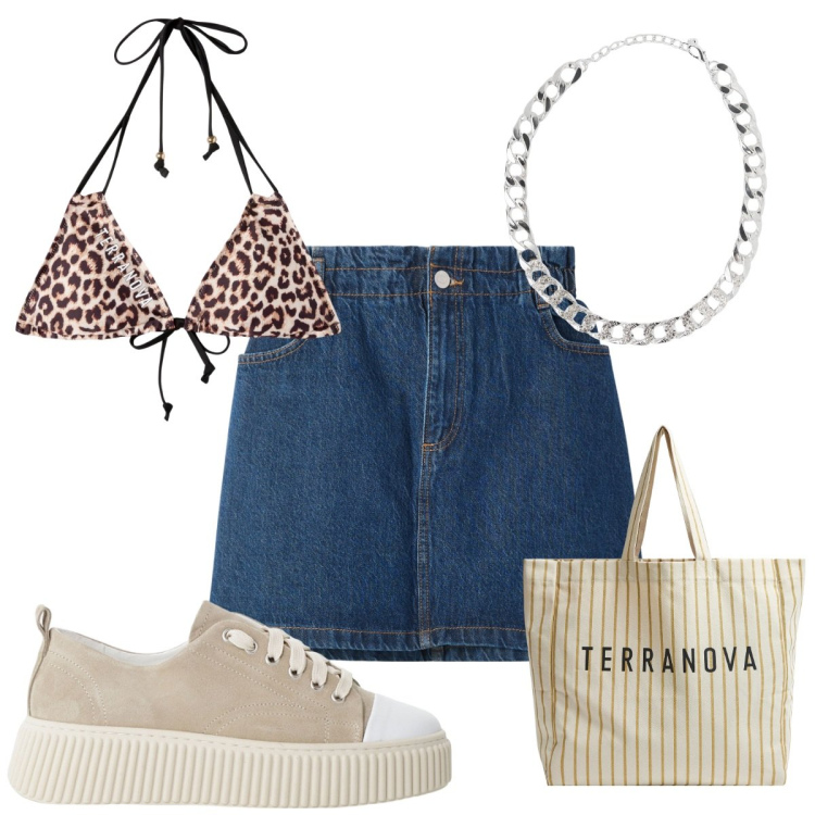 Outfit donna - Total look #2226135. Stile Basic per Mare. Abbinamento con minigonne, collane, bikini, borse tote, sneakers.