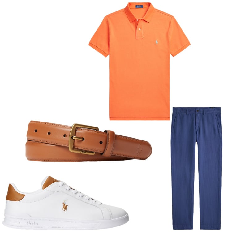 Outfit uomo - Vivace. Stile Casual per Tutti i giorni. Abbinamento con cinture, sneakers, polo, pantaloni.