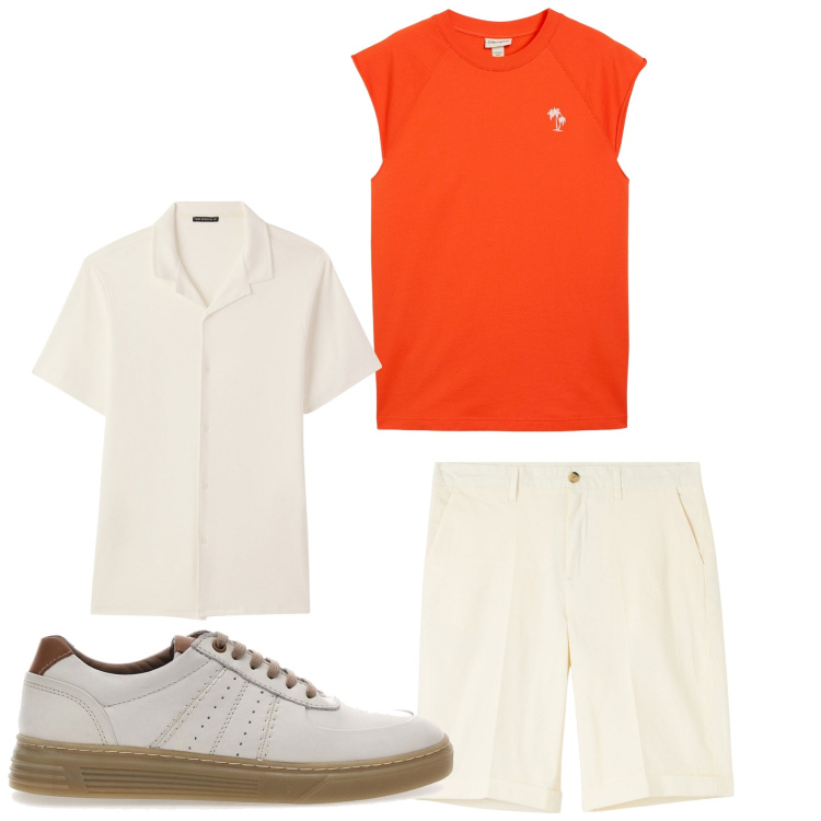 Outfit uomo - Sono io. Stile Casual per Tutti i giorni. Abbinamento con canottiere, bermuda, camicie a manica corta, scarpe stringate.