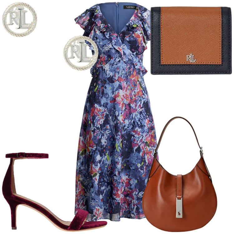 Outfit donna - Total look #2226219. Stile Chic per Tutti i giorni. Abbinamento con orecchini, borse a spalla, sandali in pelle, vestiti, portafogli.