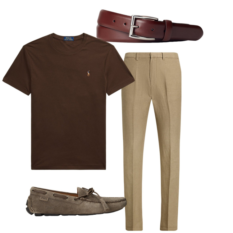 Outfit uomo - In ufficio. Stile Urban per Tutti i giorni. Abbinamento con scarpe stringate, cinture, pantaloni, t-shirt.
