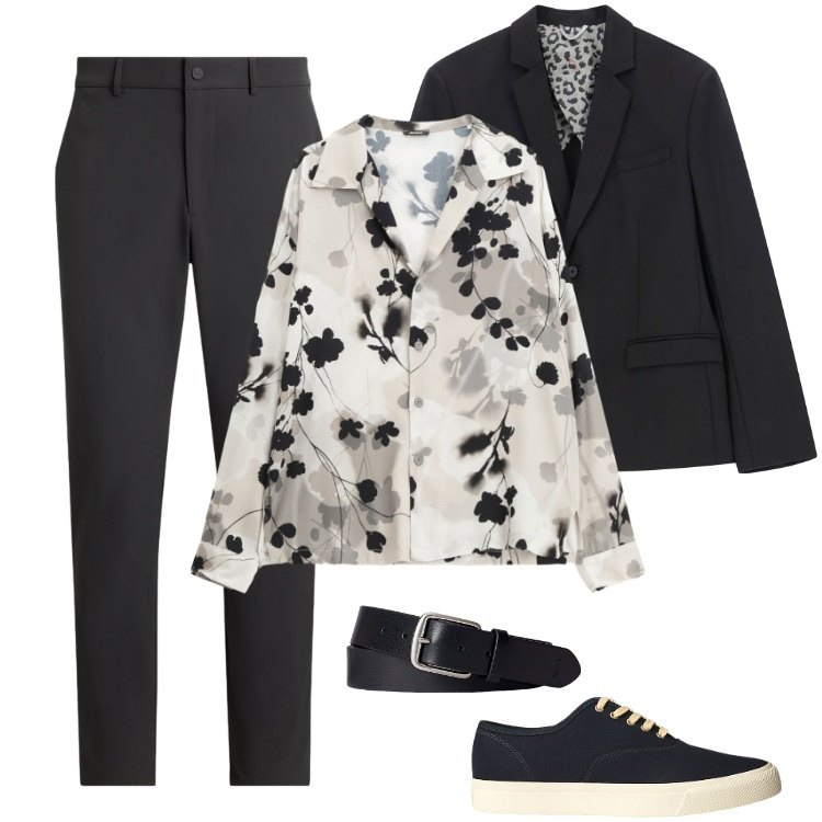 Outfit uomo - Total look #2226393. Stile Casual per Serata speciale. Abbinamento con camicie, giacche, sneakers, cinture, pantaloni.