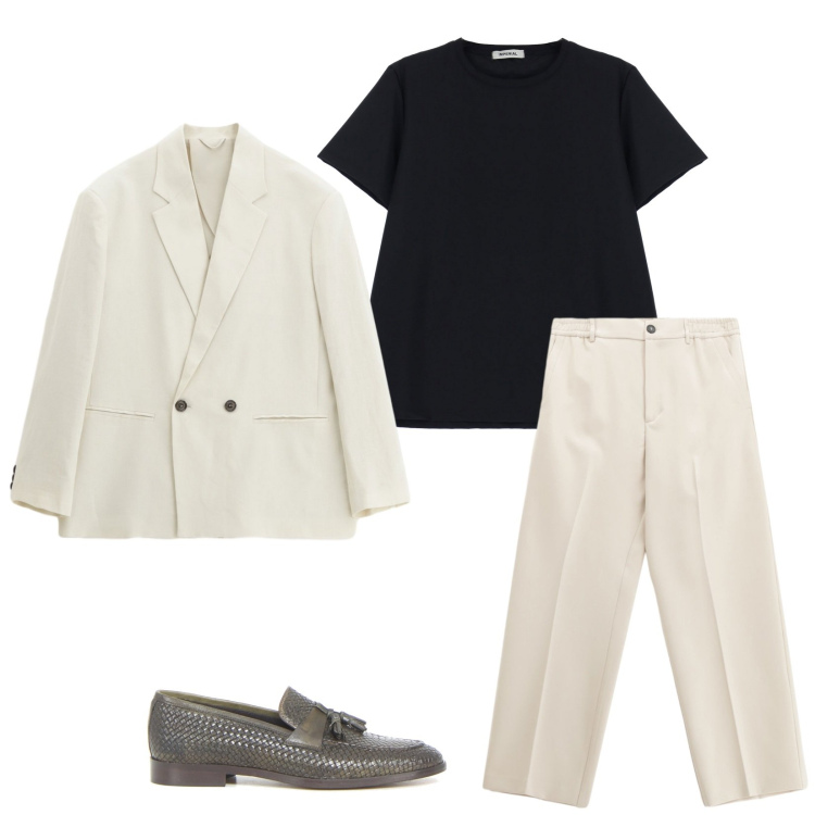 Outfit uomo - Young, trendy. Stile Trendy per Cerimonia. Abbinamento con giacche, t-shirt, pantaloni, scarpe stringate.