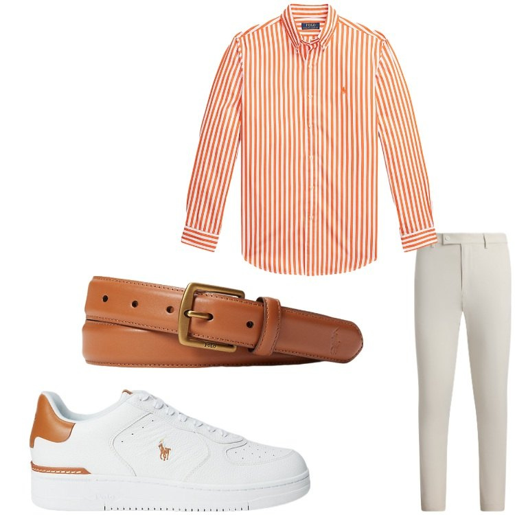 Outfit uomo - Semplicemente. Stile Business/Elegante per Ufficio. Abbinamento con cinture, sneakers, pantaloni, camicie.