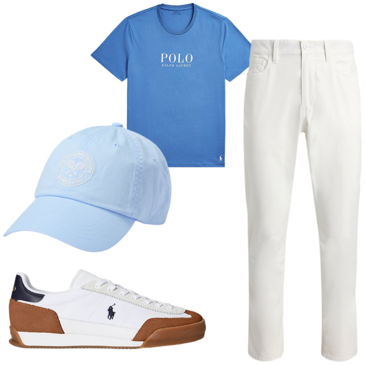 Outfit uomo - Total look #2226513. Stile Casual per Tutti i giorni. Abbinamento con t-shirt, cappelli, pantaloni, sneakers.