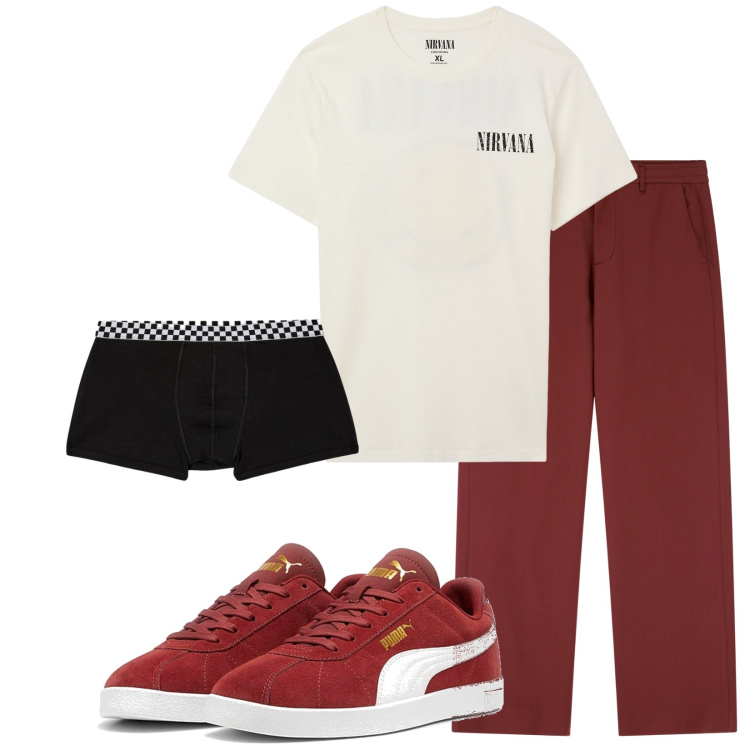 Outfit uomo - Total look #2226524. Stile Casual per Tutti i giorni. Abbinamento con t-shirt, boxer, pantaloni, sneakers.