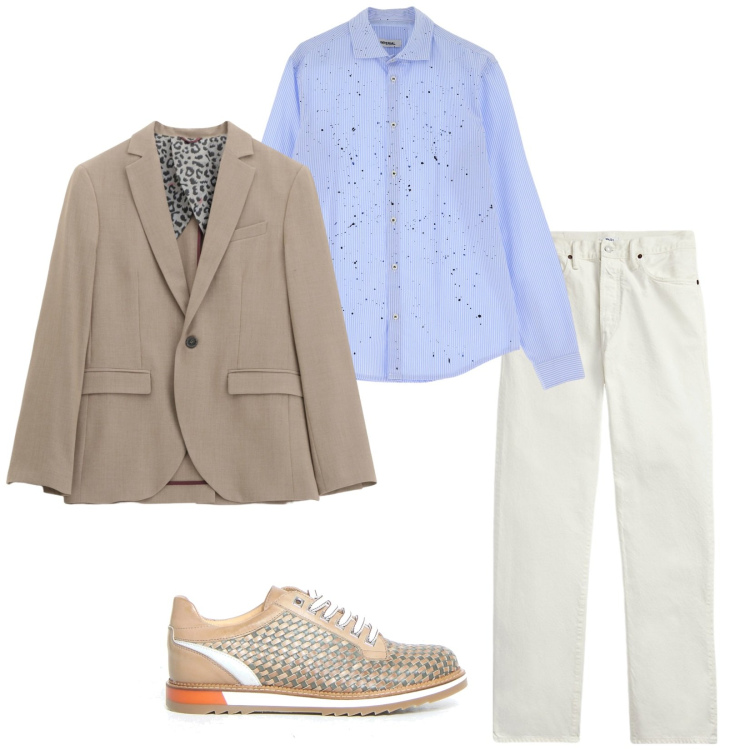 Outfit uomo - Una serata con lei. Stile Business/Elegante per Serata speciale. Abbinamento con camicie, giacche, jeans dritti, scarpe stringate.