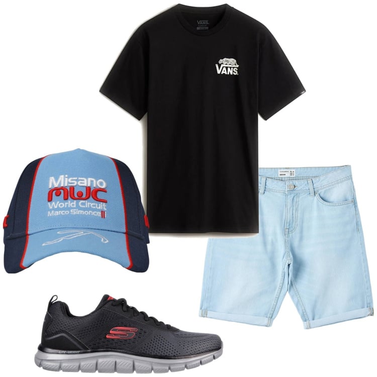 Outfit uomo - Total look #2226548. Stile Casual per Tutti i giorni. Abbinamento con bermuda, cappelli, sneakers, t-shirt.