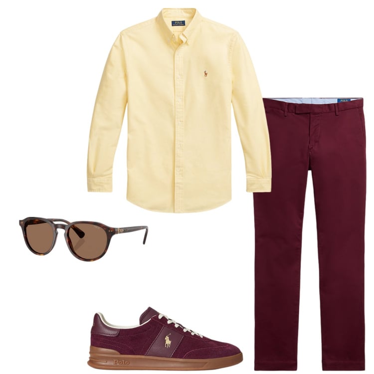 Outfit uomo - Graziano. Stile Casual per Tutti i giorni. Abbinamento con camicie, occhiali da sole, pantaloni chino, sneakers.