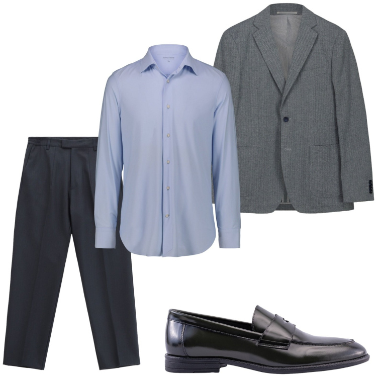Outfit uomo - Effetto eleganza. Stile Trendy per Serata speciale. Abbinamento con pantaloni, camicie, scarpe stringate, giacche.