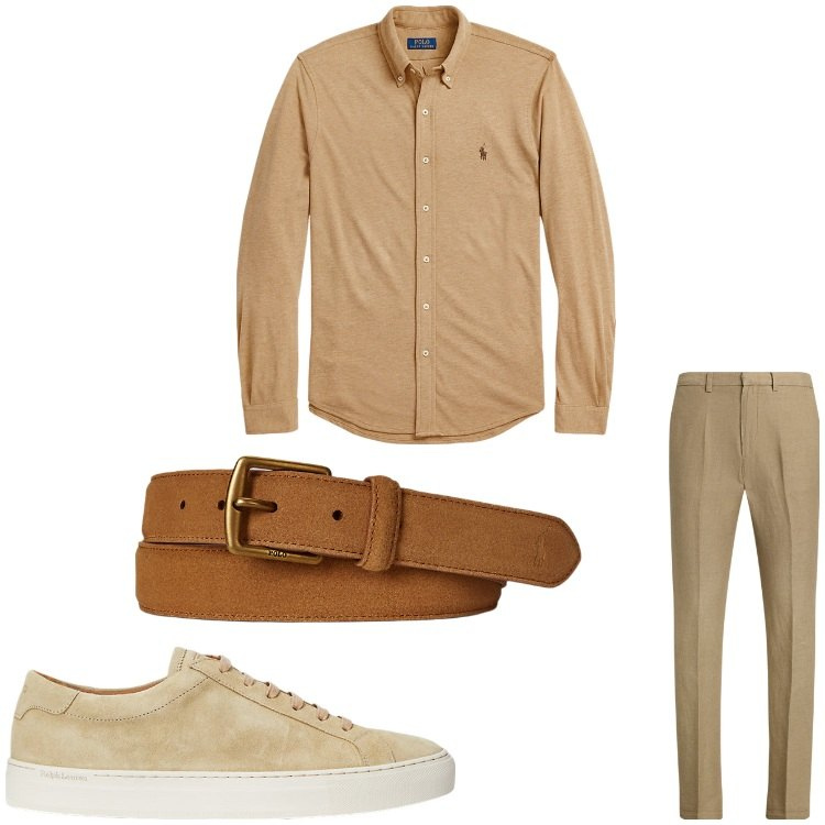 Outfit uomo - Eleganza delicata. Stile Business/Elegante per Ufficio. Abbinamento con camicie, sneakers, pantaloni, cinture.