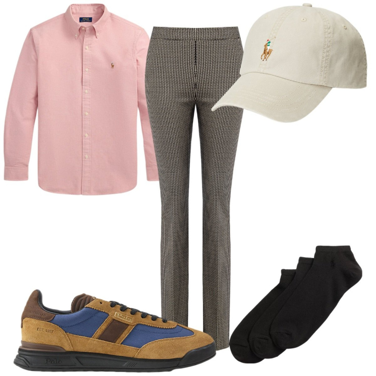 Outfit uomo - Total look #2226772. Stile Trendy per Tutti i giorni. Abbinamento con pantaloni, calzini, cappelli, camicie, sneakers.