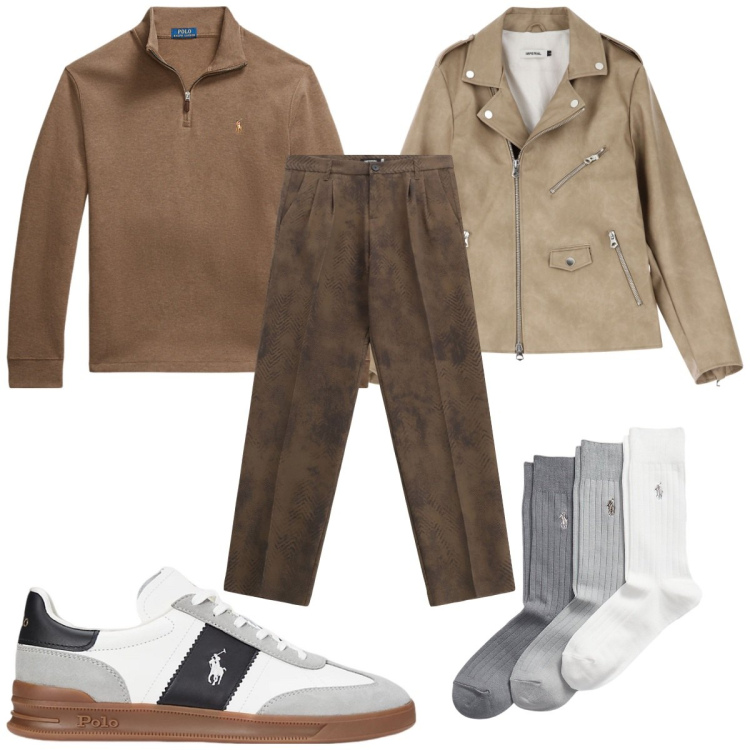 Outfit uomo - Total look #2226825. Stile Casual per Tutti i giorni. Abbinamento con giacche, pantaloni, pullovers, sneakers, calzini.