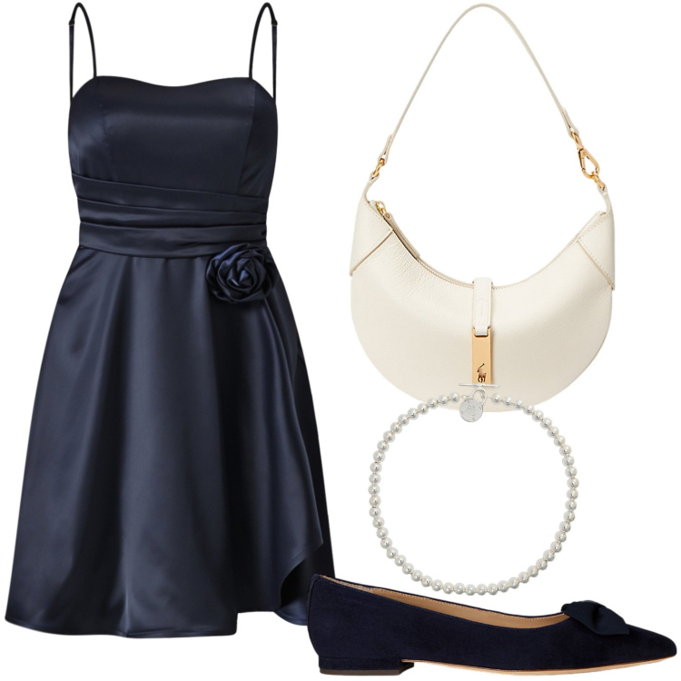Outfit donna - Una cerimonia estiva. Stile Bon Ton per Cerimonia. Abbinamento con vestiti corti, ballerine, borse a spalla, collane.