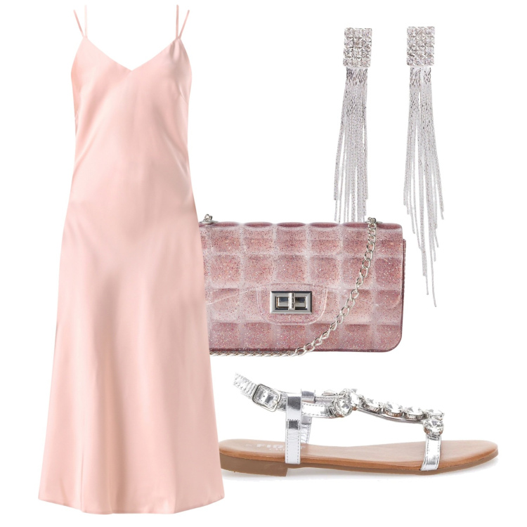 Outfit donna - Total look #2226859. Stile Romantica per Serata fuori. Abbinamento con orecchini, borse a tracolla, vestiti lunghi, sandali gioiello.