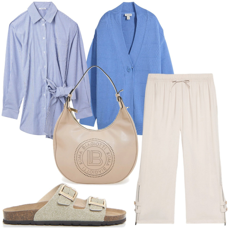 Outfit donna - La camicia col fiocco. Stile Glamour per Ufficio. Abbinamento con cardigans, vestiti chemisier, pantaloni, borse a spalla, ciabatte.